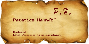 Patatics Hannó névjegykártya